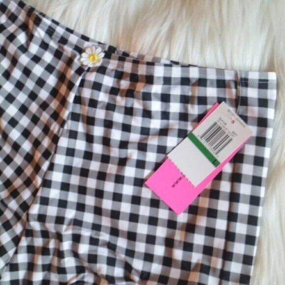 NWT Betsey Johnson Black White High Waisted Boy-Short Bikini Bottoms Size Large - Picture 6 of 8
